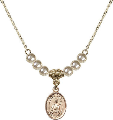 Collar de cristal con la medalla de Santa Lucía | 1/2 pulgada | Cuentas de 4 mm