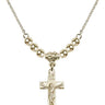 Crucifix Crystal Necklace | 7/8 inch | 4mm Beads   14kt Gold Filled