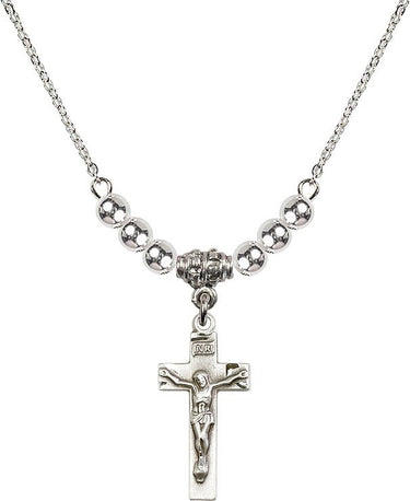Collar de cristal con crucifijo para mujer | 2,2 cm | Cuentas de 4 mm | N22-0006