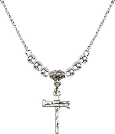 Women's Nail Cross Crystal Necklace | 3/4 inch | 4mm Beads | N22-0012