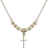 Cross Crystal Necklace | 1/2 inch | 4mm Beads   14kt Gold Filled