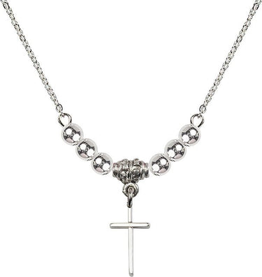 Birthstone Cross Crystal Necklace | 1/2 inch | 4mm Beads | N22-0014S