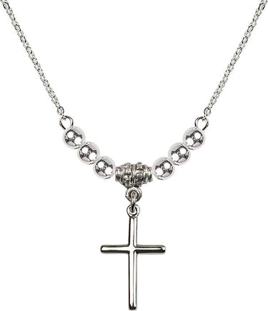 Cross Crystal Necklace | Round | 3/4 inch | 4mm Beads