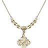 Four Way Medal Crystal Necklace | 3/4 inch | 4mm Beads   14kt Gold Filled