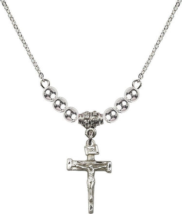 Collar de cristal con crucifijo de clavos | 1,9 cm | Cuentas de 4 mm | N22-0072