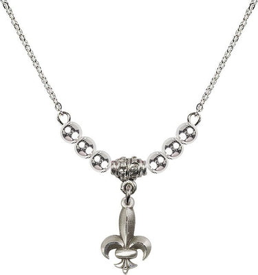 Women Fleur de Lis Crystal Necklace | 1/2 inch | 4mm Beads