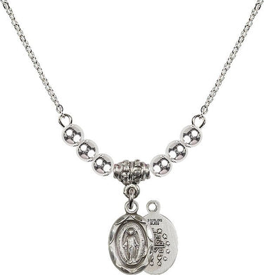 Collar con medalla milagrosa de cuentas de cristal | 1/2 pulgada | Cuentas de 4 mm | N22-0301M