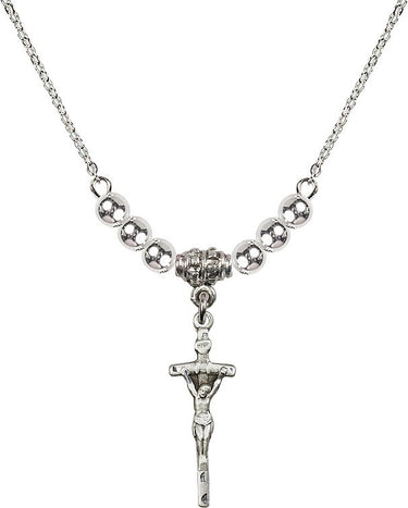 Collar de rosario con crucifijo del Papa | 7/8 pulgadas | Cuentas de 4 mm | N22-0563
