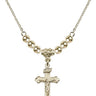 Crucifix Crystal Necklace | 7/8 inch | 4mm Beads   14kt Gold Filled