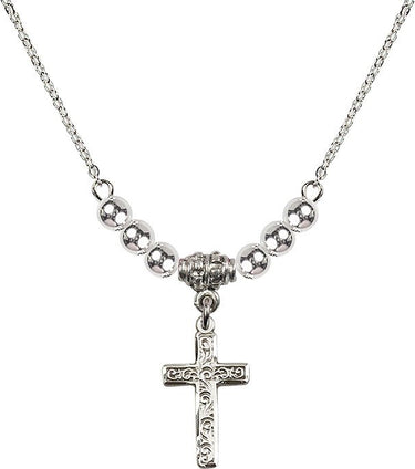 Cross Crystal Necklace | 1 1/2 inch | 4mm Beads | N22-0672Y