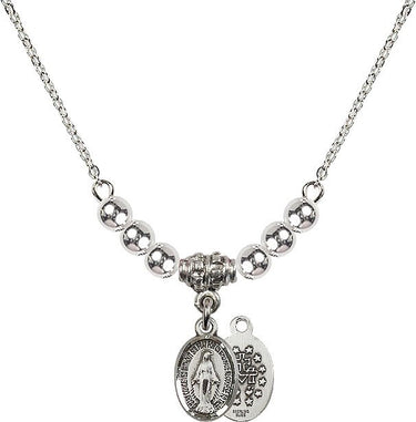 Women's Miraculous Medal Crystal Necklace | 1/2 inch | 4mm Beads