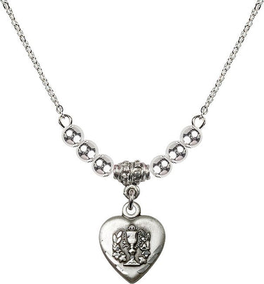 Heart / Communion Crystal Necklace | 5/8 inch | 4mm Beads | N22-0892