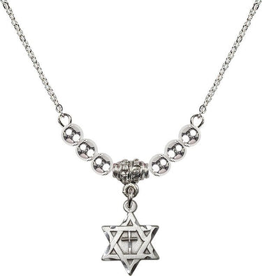 Star of David Cross Crystal Necklace | 1/2 inch | 4mm Beads | N22-1211Y