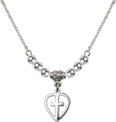 Heart Cross Crystal Necklace | 1/2 inch | 4mm Beads | N22-1709