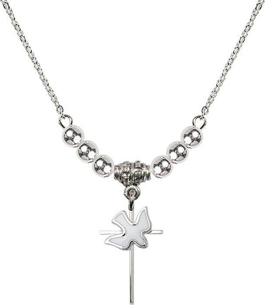 Cross Holy Spirit Crystal Necklace | 3/4 inch | 4mm Beads