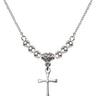 Cross Crystal Necklace | 3/4 inch | 4mm Beads   Sterling Silver