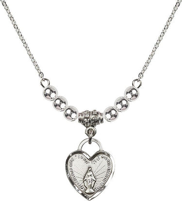 Collar de cristal con la Medalla Milagrosa del Corazón | 1,5 cm | Cuentas de 4 mm