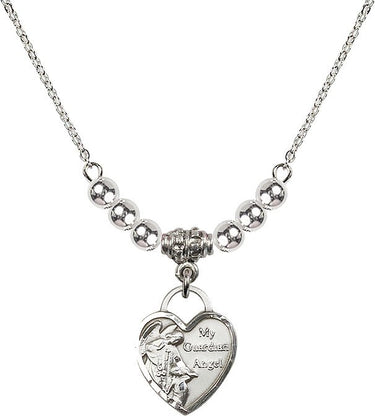 Collar de cristal con corazón de ángel guardián | 1,6 cm | Cuentas de 4 mm | N22-3402
