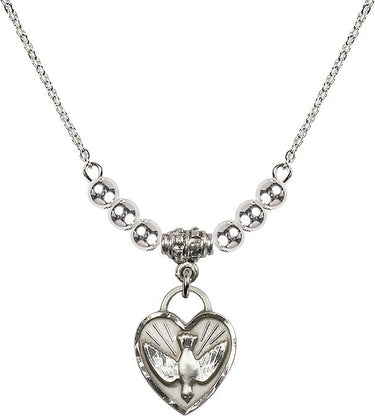 Beads Confirmation Heart Crystal Necklace | 5/8 inch | 4mm Beads