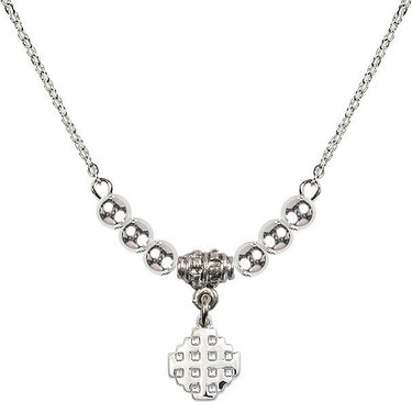 Jerusalem Cross Crystal Necklace | 3/8 inch | 4mm Beads | N22-4118