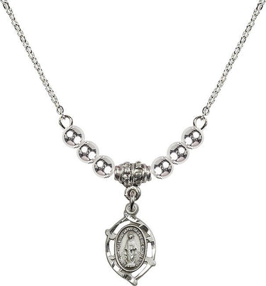 Women's Miraculous Medal Crystal Necklace | 5/8 inch | 4mm Beads