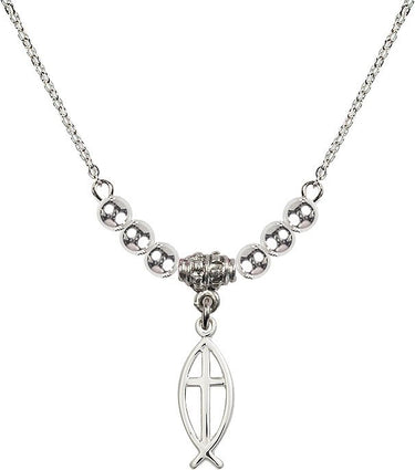 Fish Cross Crystal Necklace | 3/4 inch | 4mm Beads | N22-4251