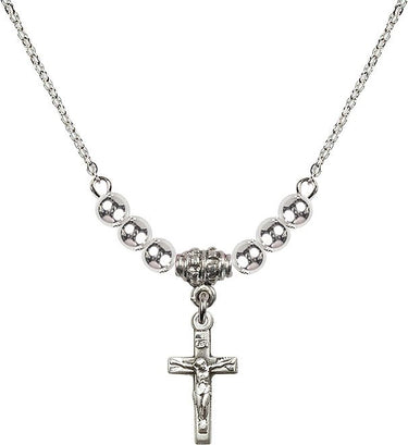 Collar de crucifijo con cristales | 1,5 cm | Cuentas de 4 mm | N22-5417