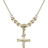 Crucifix Crystal Necklace | 7/8 inch | 4mm Beads   14kt Gold Filled