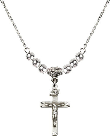 Collar de cristal con crucifijo y cuentas | 7/8 pulgada | Cuentas de 4mm | N22-5668