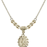 Miraculous Medal Crystal Necklace | 5/8 inch | 4mm Beads   14kt Gold Filled