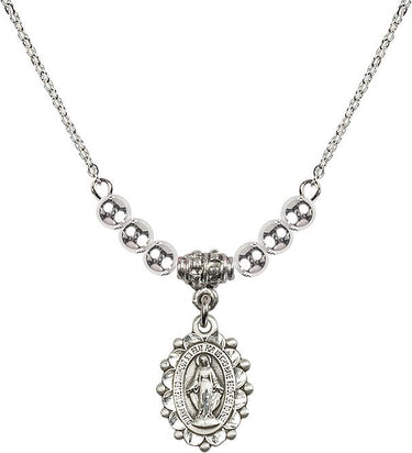 Collar de cuentas de cristal con medalla milagrosa | 1,5 cm | Cuentas de 4 mm | N22-6040