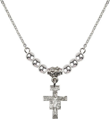 Collar de cristal con crucifijo de San Damiano | 1,6 cm | Cuentas de 4 mm | N22-6078
