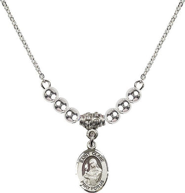 Saint Clare of Assisi Crystal Necklace | 1/2 inch | 4mm Beads | N22-9028