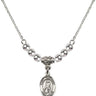 Saint Peregrine Crystal Necklace | 1/2 inch | 4mm Beads   Sterling Silver