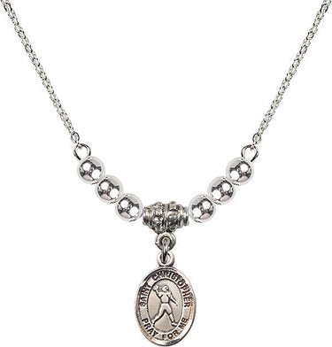 Saint Christopher Football Crystal Necklace | 1/2 inch | 4mm Beads
