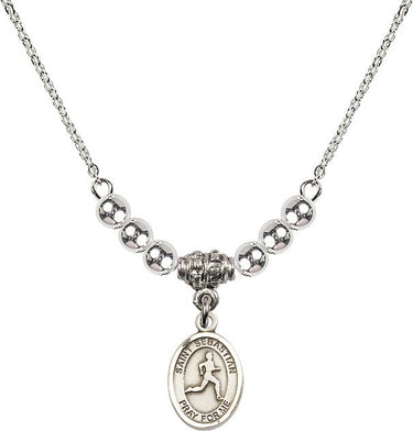 St. Sebastian Track & Field Crystal Necklace | 1/2 inch | 4mm Beads | N22-9176
