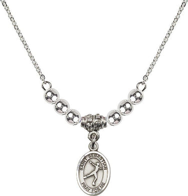 St. Sebastian Figure Skating Crystal Necklace | 1/2 inch | 4mm Beads | N22-9177