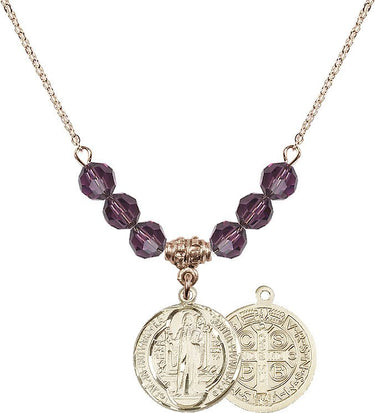 St. Benedict Birthstone Necklace | 5/8 inch | 6mm Beads