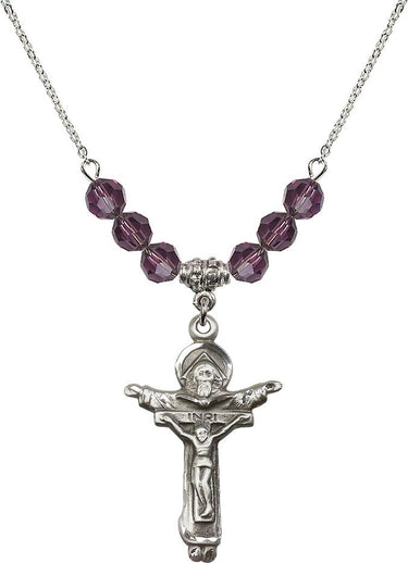 Trinity Crucifix Birthstone Necklace | 1 3/8 inch | 6mm Beads