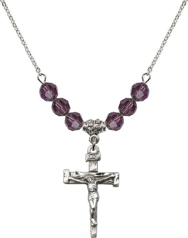 Nail Crucifix Birthstone Necklace | 1 inch | 6mm Beads