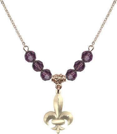 Fleur de Lis Birthstone Necklace | 3/4 inch | 6mm Beads
