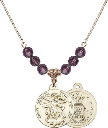 Saint Michael the Archangel Air Force Birthstone Necklace | 7/8 inch