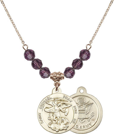 Saint Michael the Archangel Army Birthstone Necklace | 7/8 inch