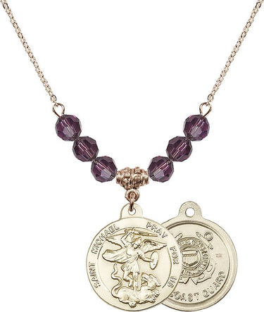 Saint Michael the Archangel Coast Guard Birthstone Necklace | 7/8 inch