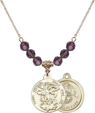 Saint Michael the Archangel Marines Birthstone Necklace | 7/8 inch