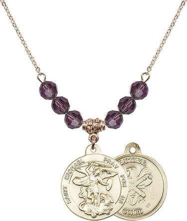 Saint Michael the Archangel Nat'l Guard Birthstone Necklace | 7/8 inch