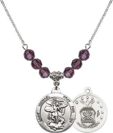 Saint Michael the Archangel Air Force Birthstone Necklace | 7/8 inch