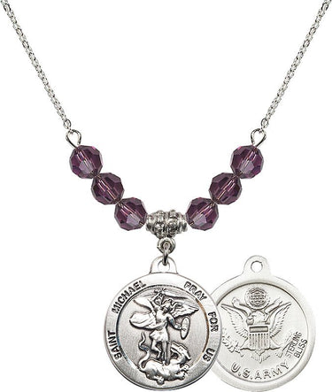 Saint Michael the Archangel Army Birthstone Necklace | 7/8 inch