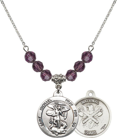 Saint Michael the Archangel Nat'l Guard Birthstone Necklace | 7/8 inch