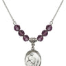 Madonna Birthstone Necklace | 3/4 inch | 6mm Beads  Amethyst Sterling Silver